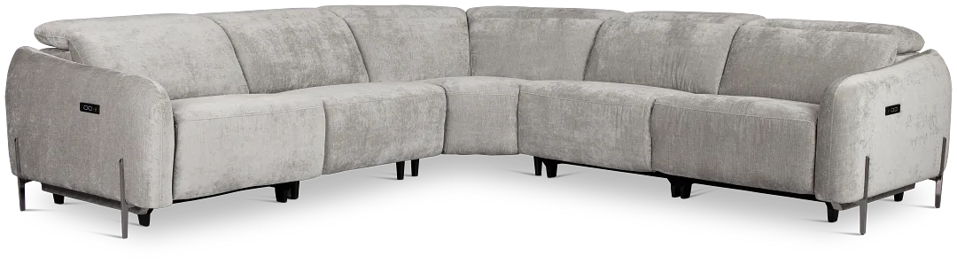 Zuri Gray Velvet Small Two-arm Power Reclining Sectional