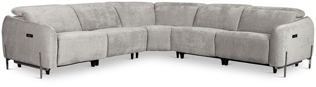 Zuri Gray Velvet Small Two-arm Power Reclining Sectional