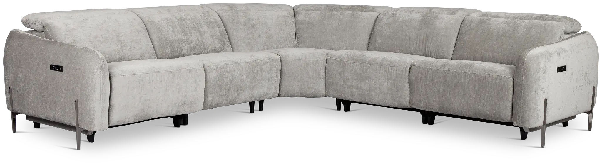 Zuri Gray Velvet Small Two-arm Power Reclining Sectional Zuri Gray Velvet Small Two-arm Power Reclining Sectional