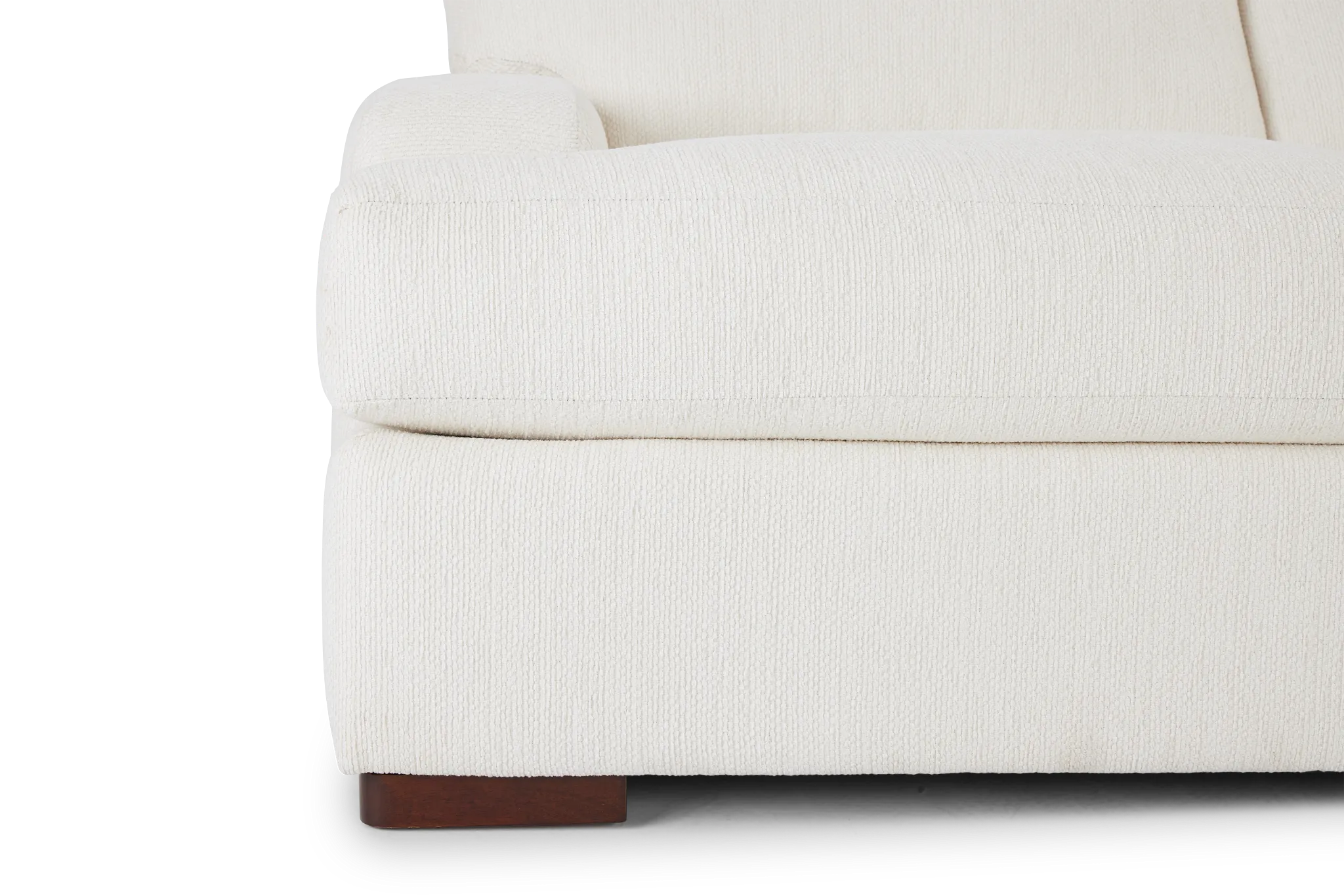Alpha White Fabric Small Right Chaise Sectional