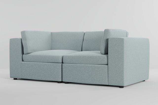 Destin Delray Light Green Fabric 2 Piece Modular Sofa