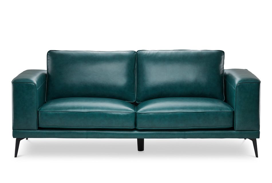 Naples Turquoise Leather Sofa With, Teal Leather Sofa