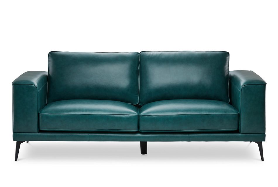 Naples Turquoise Leather Sofa With Black Legs Living Room Sofas City Furniture Naples Turquoise Leather Sofa With, Teal Leather Sofa