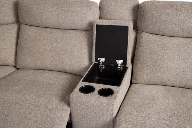 Walker Beige Fabric Medium Triple Power 2-arm Sectional