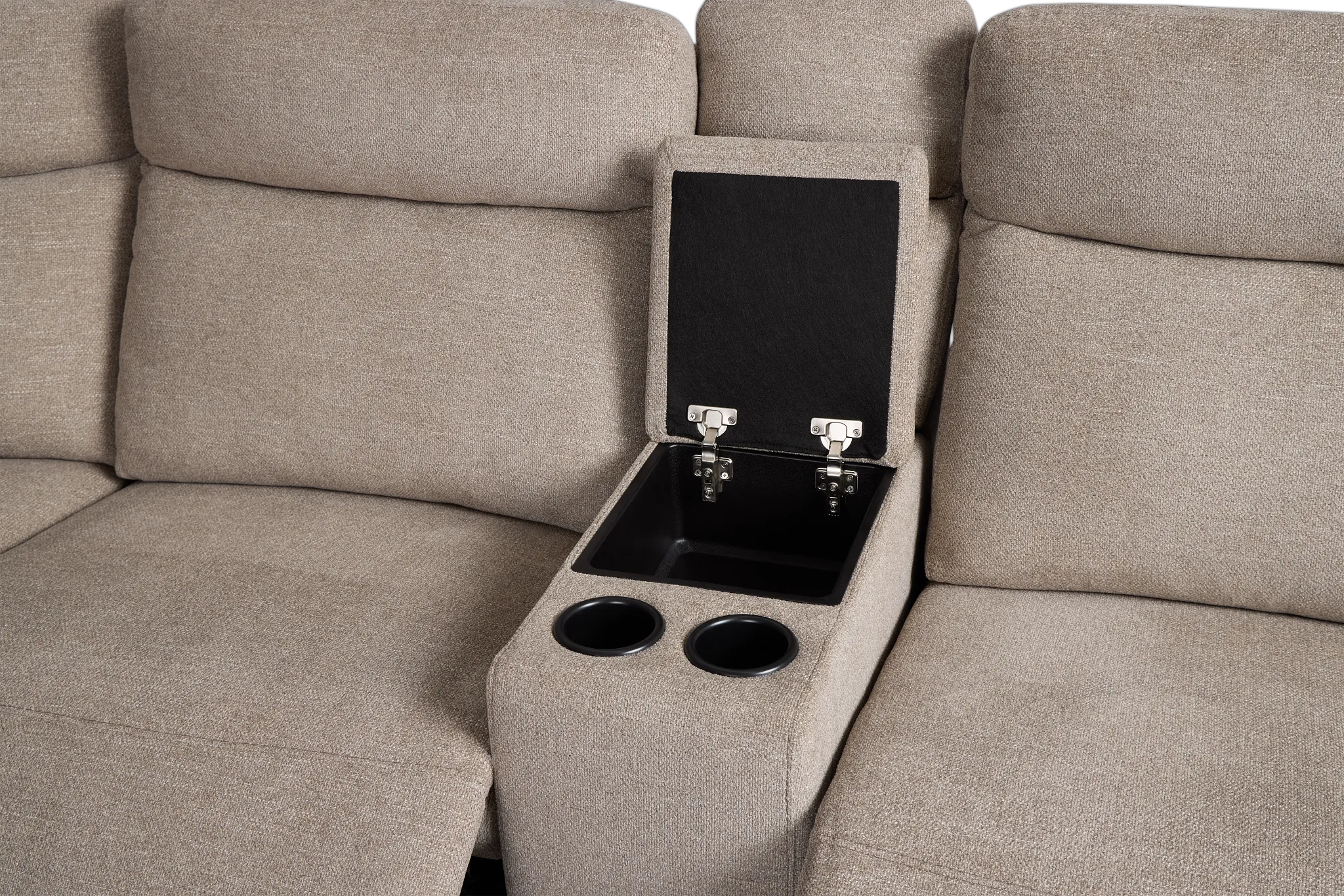 Walker Beige Fabric Medium Triple Power 2-arm Sectional