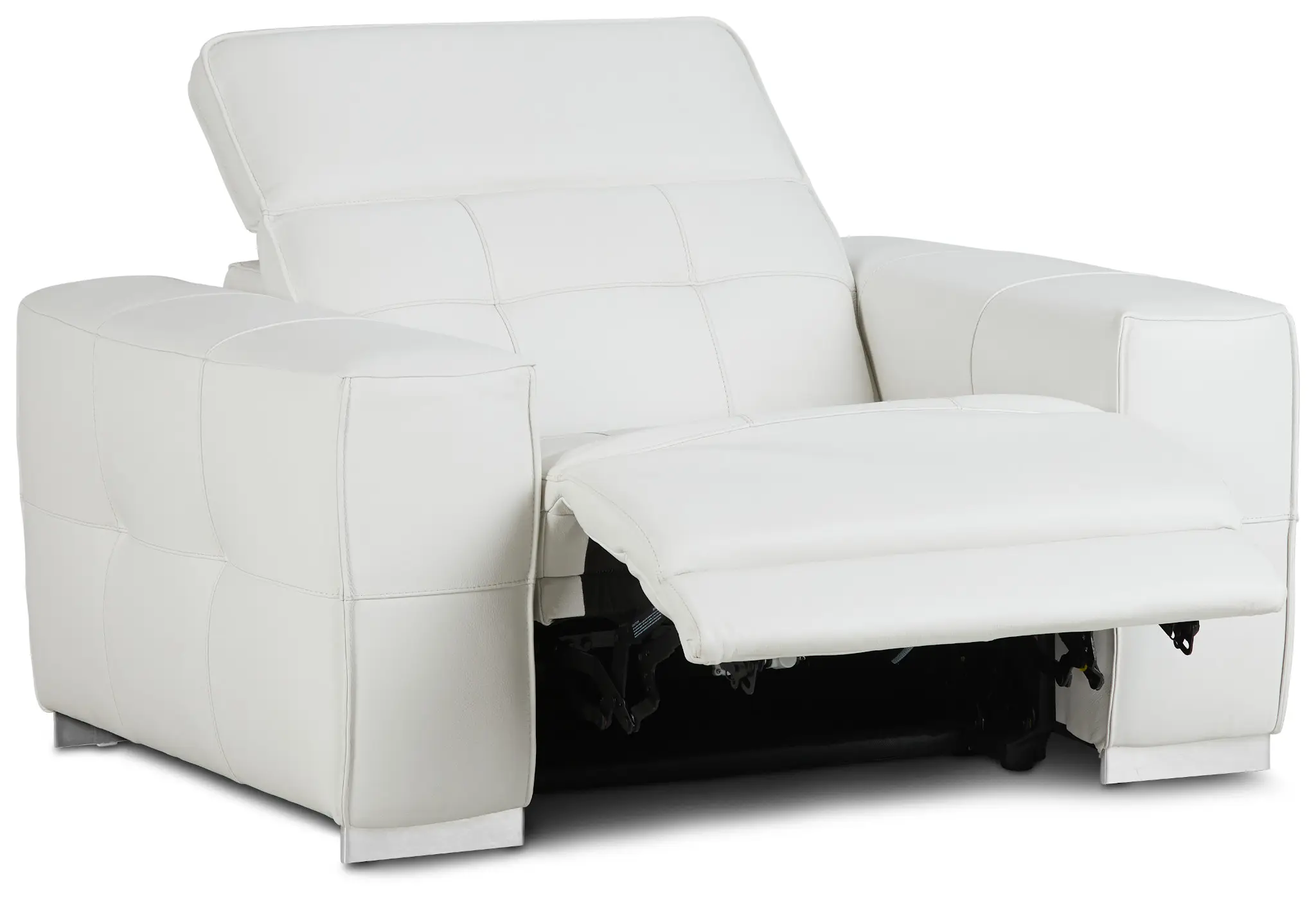 Reva White Leather Power Recliner With Power Headrest Reva White Leather Power Recliner With Power Headrest