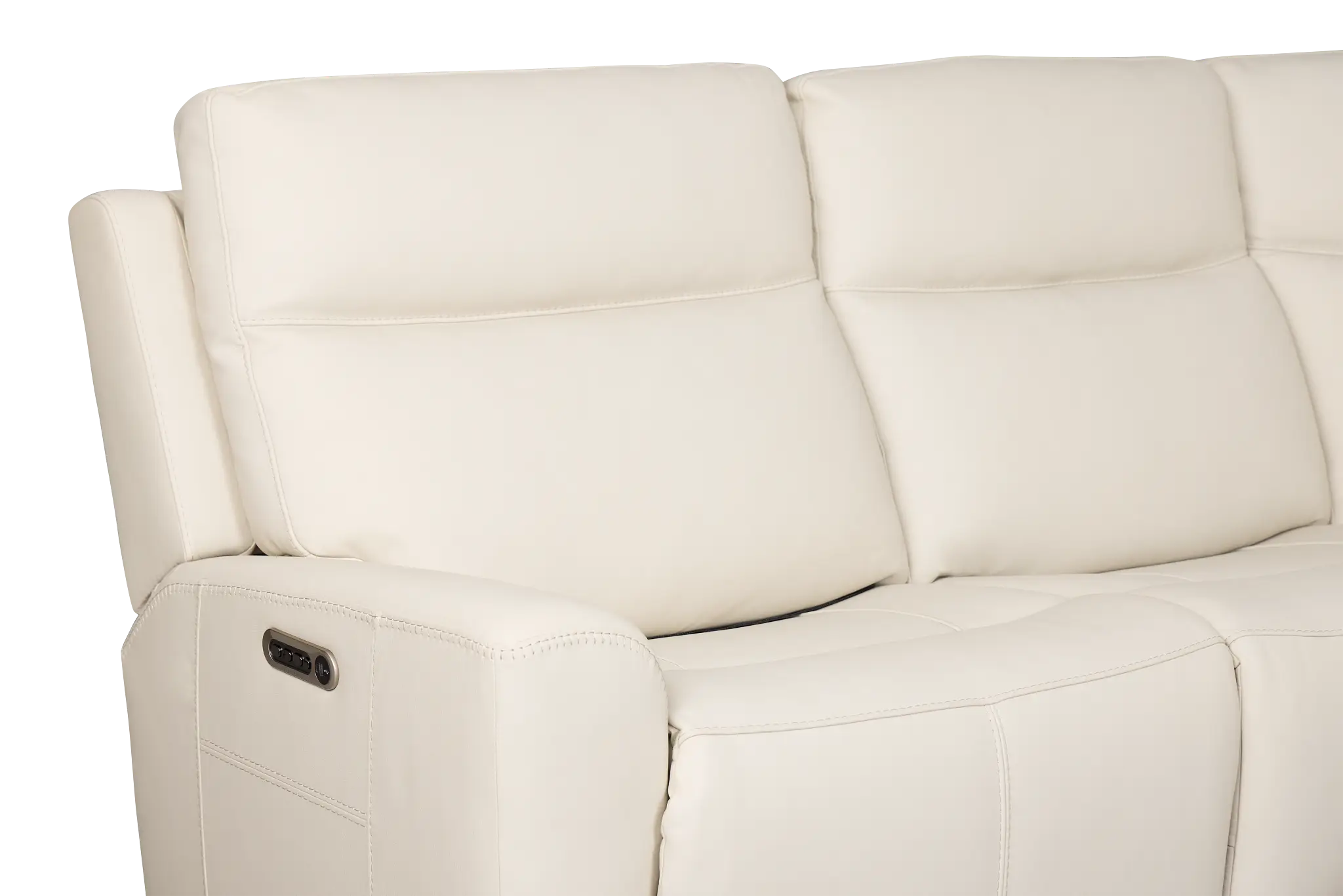 Flexsteel Sterling Ivory Lthr/vinyl Small Dual Power Reclining Two-arm Sectional Flexsteel Sterling Ivory Lthr/vinyl Small Dual Power Reclining Two-arm Sectional