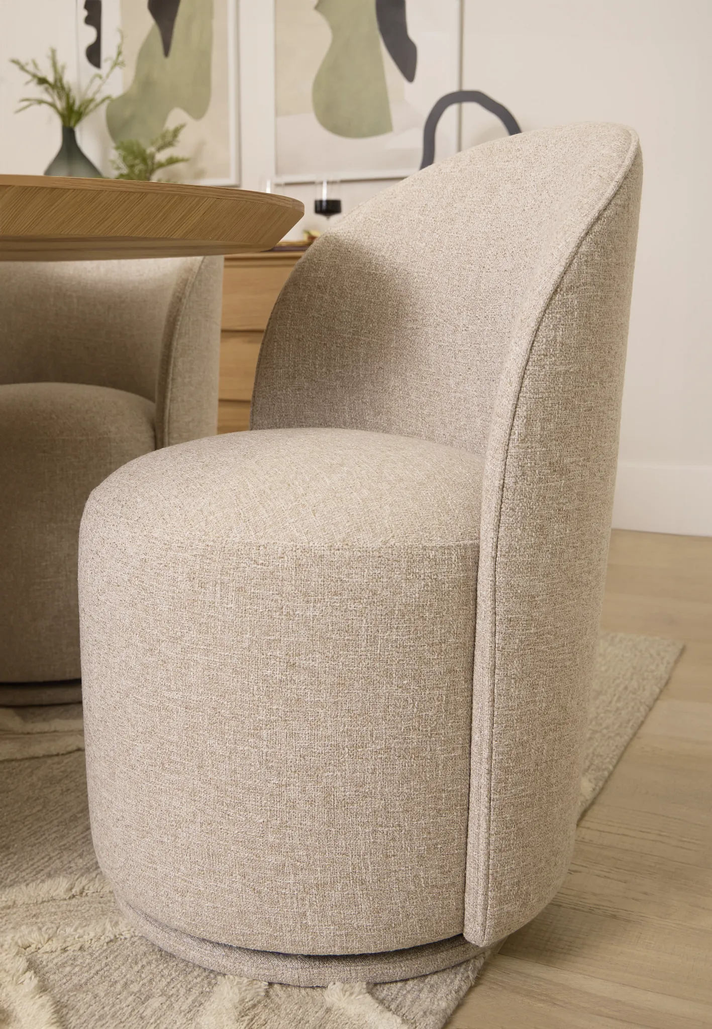Claude Beige Round Upholstered Side Chair