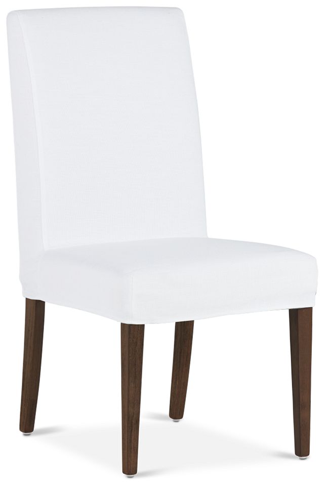 Harbor White Short Slipcover Chair With Medium-tone Leg