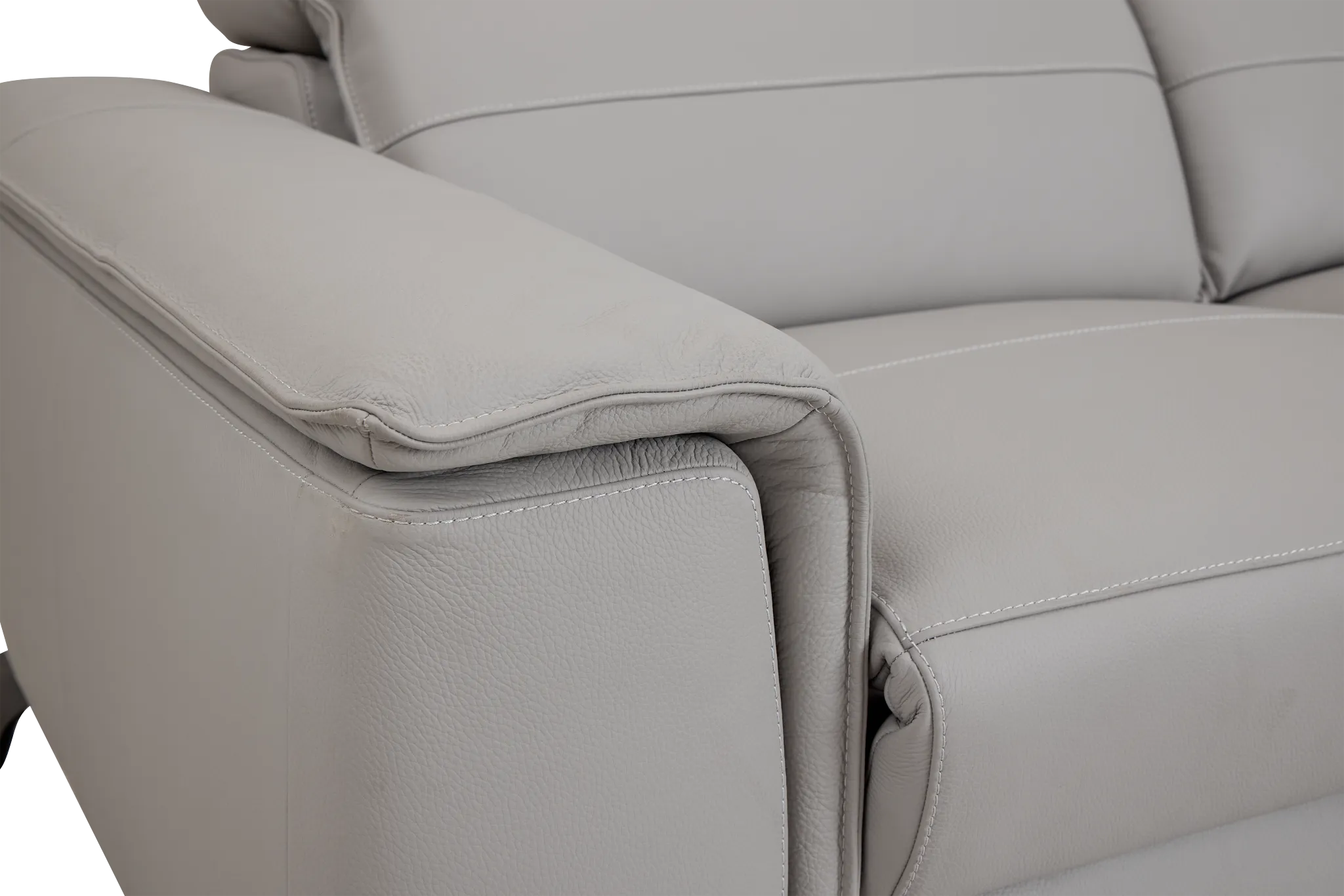 Pearson Gray Leather Right Bumper Sectional