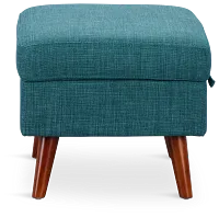 Raya Dark Teal Fabric Storage Ottoman