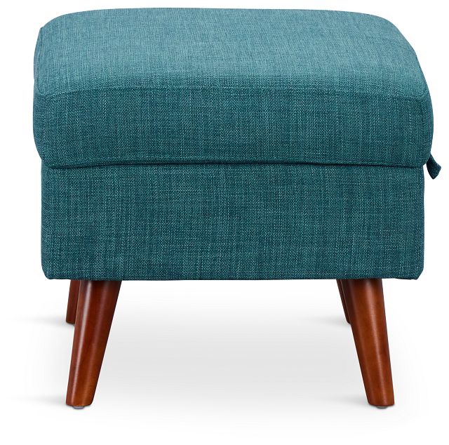 Raya Dark Teal Fabric Storage Ottoman