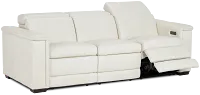 Ainsley White Leather Power Reclining Sofa