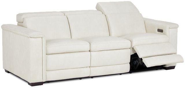 Ainsley White Leather Power Reclining Sofa