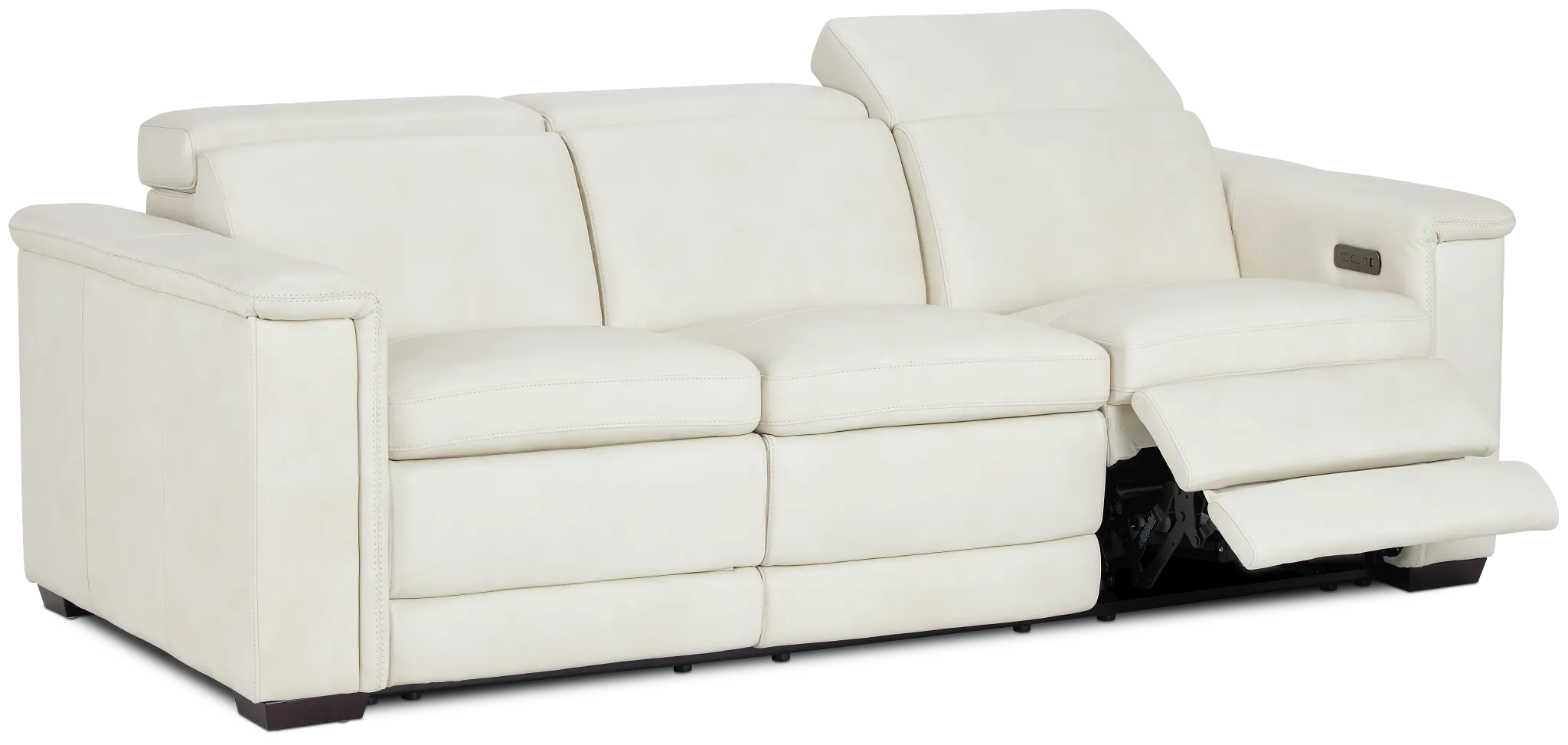 Ainsley White Leather Power Reclining Sofa