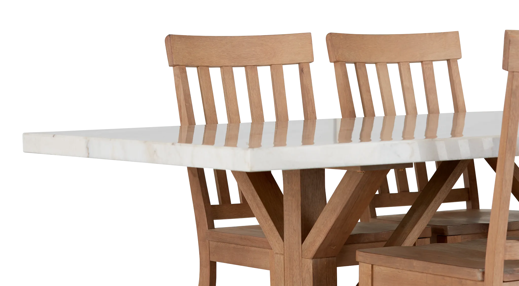 Somerset Light Tone Marble Rectangular Table & 4 Wood Chairs