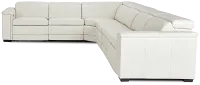 Ainsley White Leather Large Dual Power Reclining Two-arm Sectional