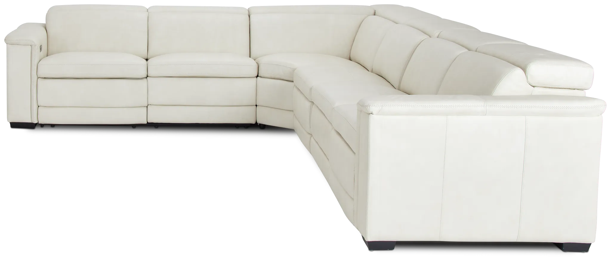 Ainsley White Leather Large Dual Power Reclining Two-arm Sectional