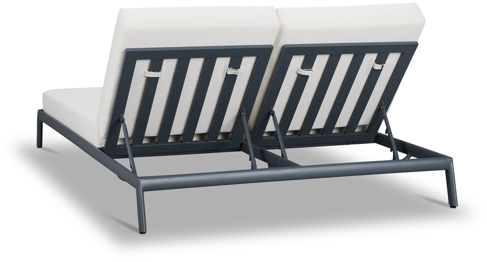 Tortuga Gray White Double Cushion Chaise