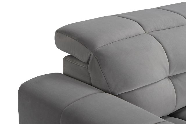 Gemma Light Gray Velvet Right Chaise Power Reclining Sectional