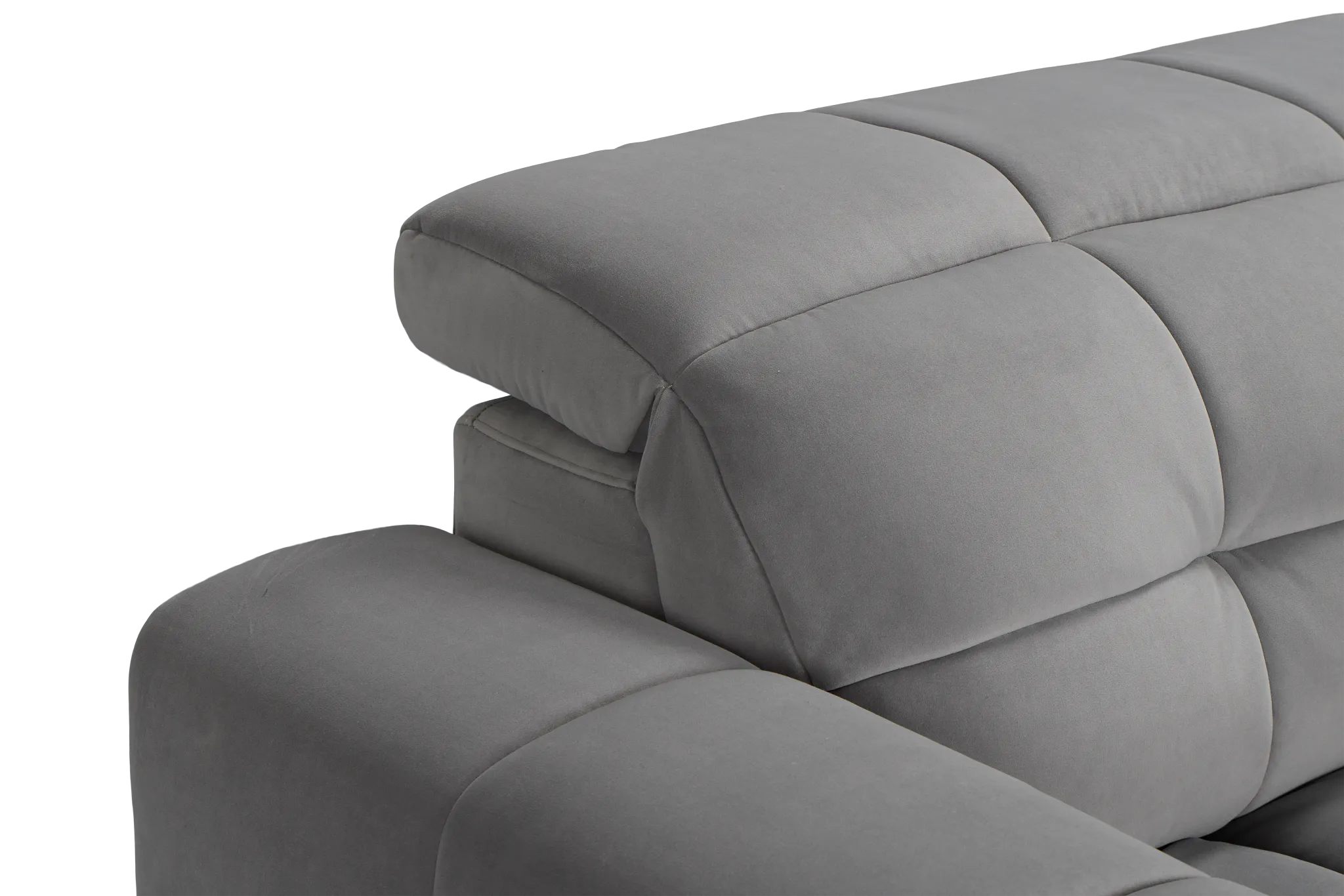 Gemma Light Gray Velvet Right Chaise Power Reclining Sectional