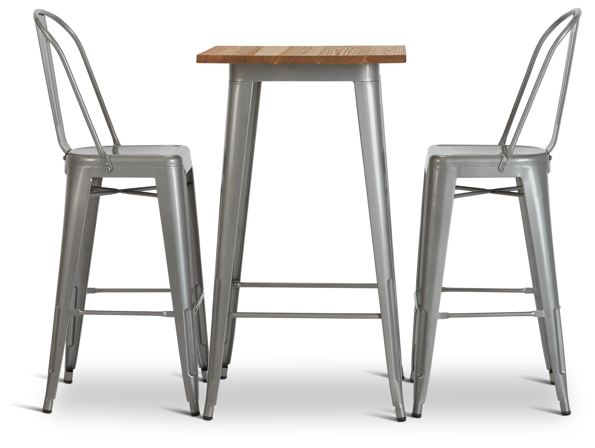 Huntley Light Tone Pub Table & 2 Metal Barstools Huntley Light Tone Pub Table & 2 Metal Barstools
