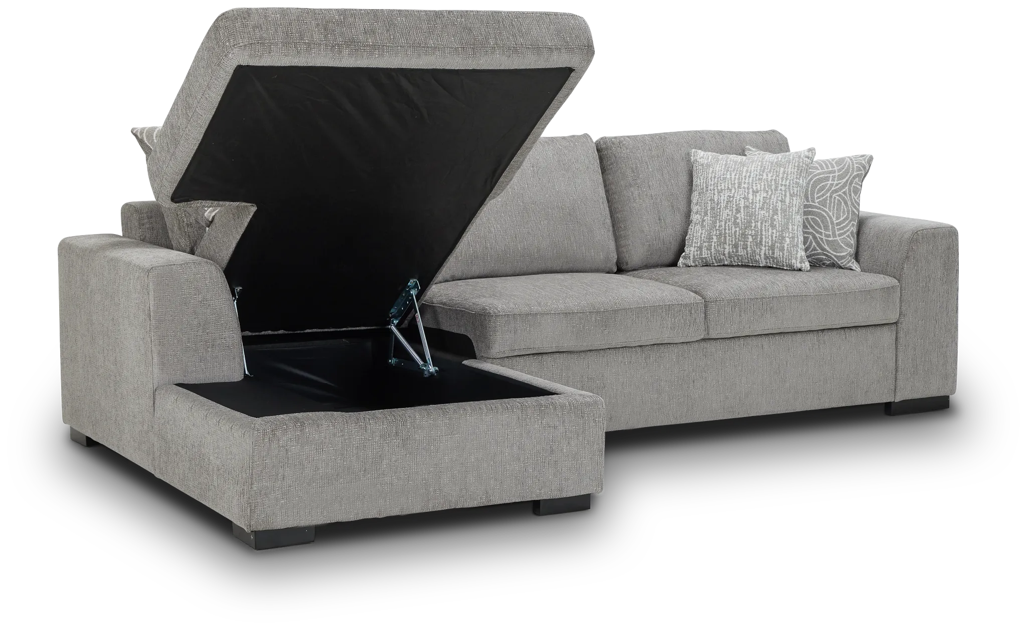 Blakely Gray Fabric Left Chaise Storage Sectional