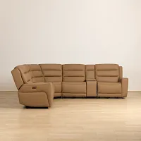 Wilder Brown Leather Large Triple Power Reclining Two-arm Sectional