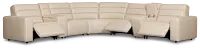 Sawyer Ivory Micro Large Triple Power Reclining Two-arm Sectional