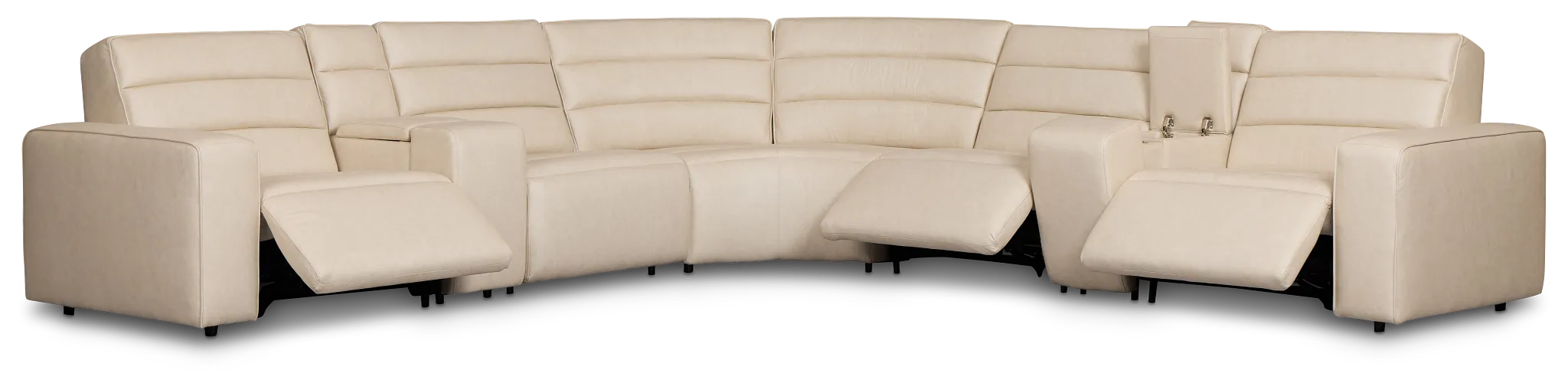 Sawyer Ivory Micro Large Triple Power Reclining Two-arm Sectional