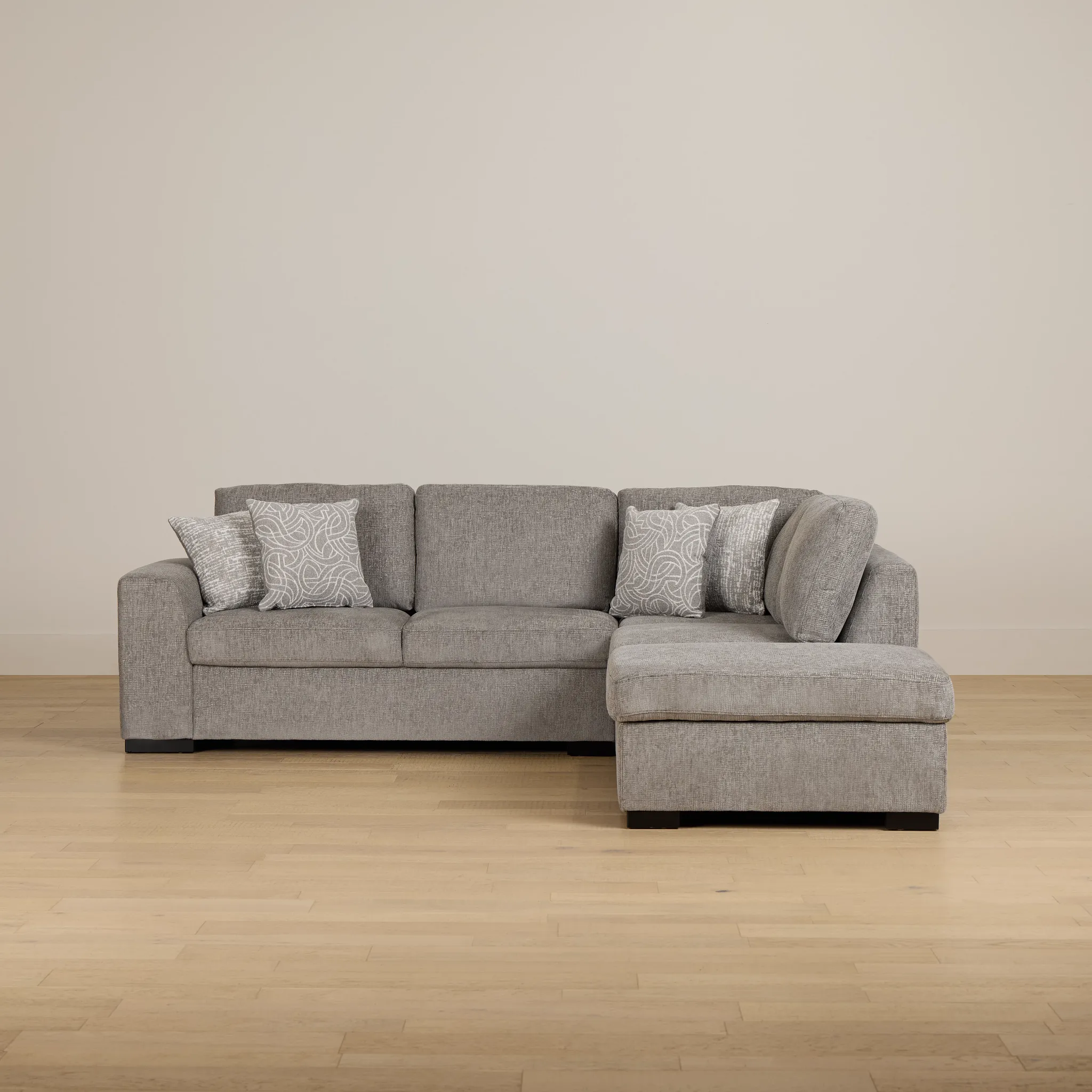 Blakely Gray Fabric Small Right Bumper Sectional
