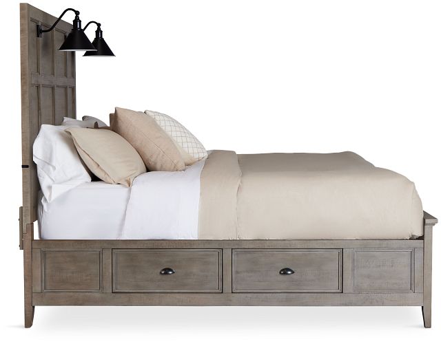 Heron Cove Light Tone Storage Panel Bed With Lights
