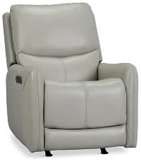 Jonas Light Gray Lthr/vinyl Power Recliner With Heat And Massage