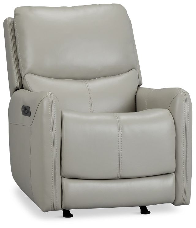 Jonas Light Gray Lthr/vinyl Power Recliner With Heat And Massage