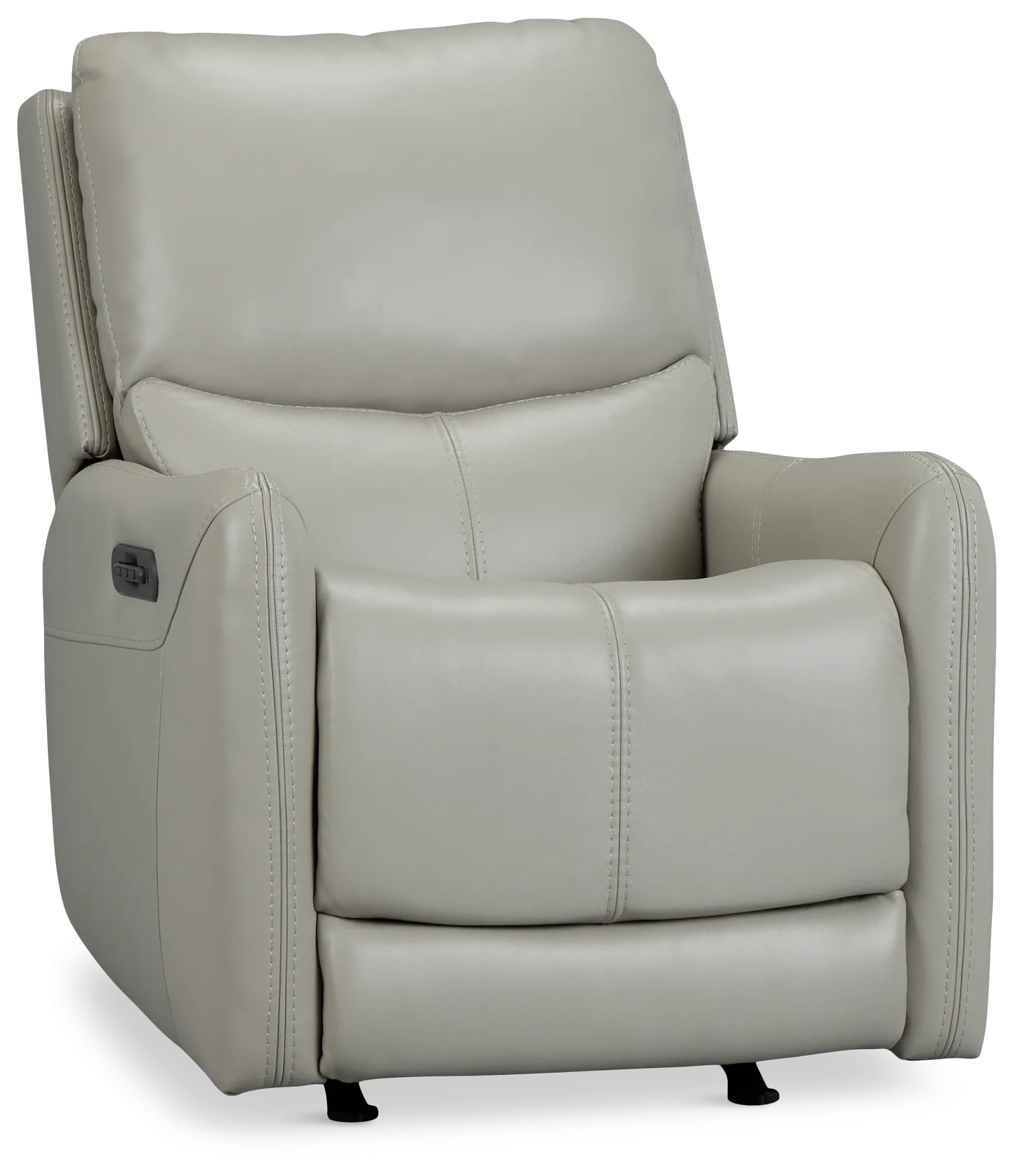 Jonas Light Gray Lthr/vinyl Power Recliner With Heat And Massage