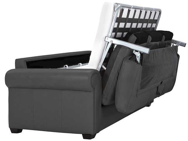 Lincoln Dark Gray Lthr/vinyl Memory Foam Sleeper