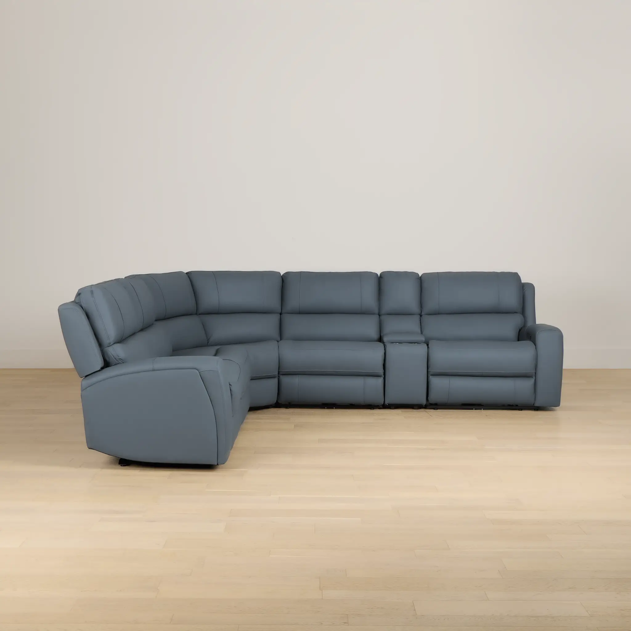 Summit Blue Lthr/vinyl Medium Triple Power 2-arm Sectional Summit Blue Lthr/vinyl Medium Triple Power 2-arm Sectional
