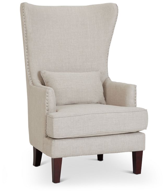 kori upholstered high back taupe accent chair