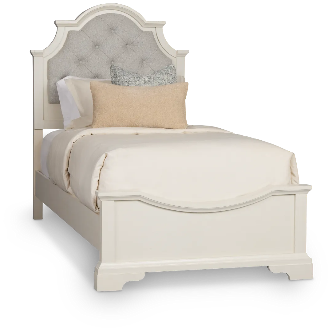 Charlotte White Uph Panel Bed