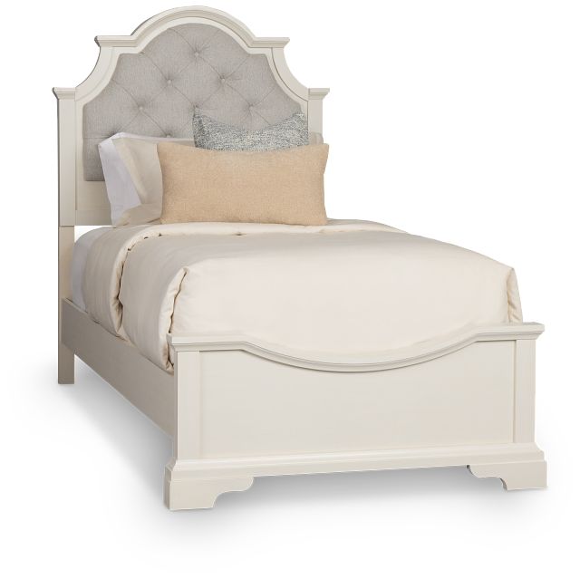 Charlotte White Uph Panel Bed