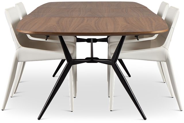Margo Two-tone Rect Table & 4 White Upholstered Chairs