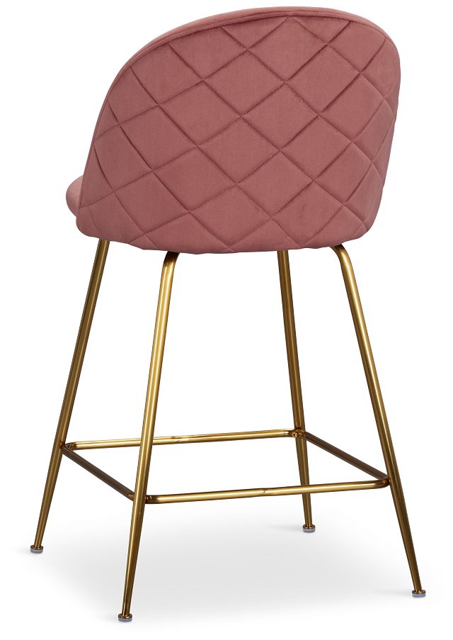 Capri Light Pink Velvet Upholstered 24" Barstools W/gold Legs