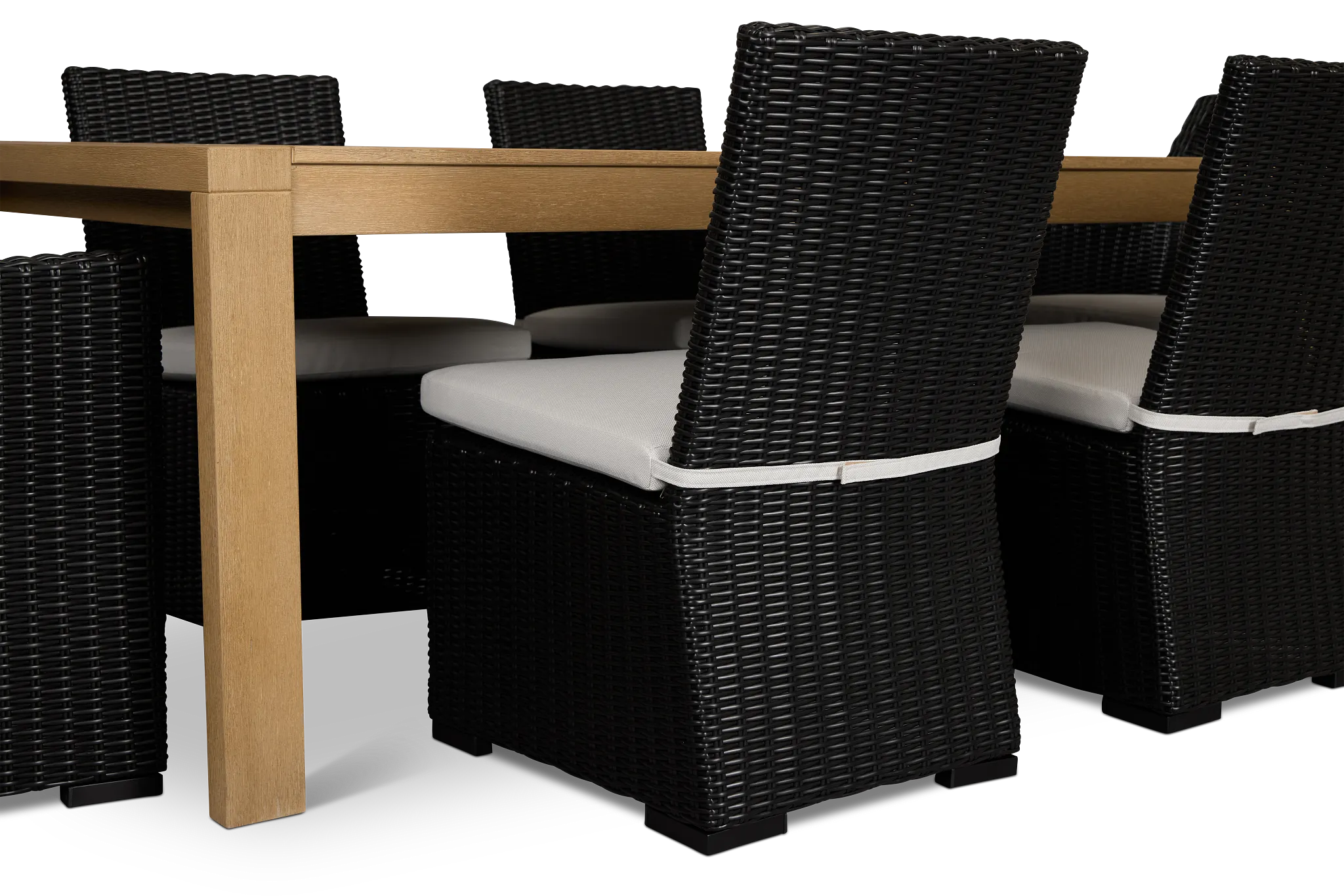 Montecito Mid Tone Table & 6 Chairs With Light Beige Cushions