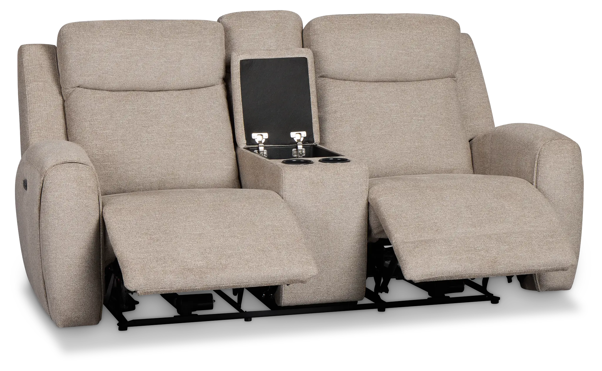 Walker Beige Fabric Power Reclining Console Loveseat W/ Power Headrest Walker Beige Fabric Power Reclining Console Loveseat W/ Power Headrest