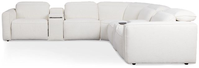 Ryland White Fabric Large Dual Power Reclining Two-arm Sectional