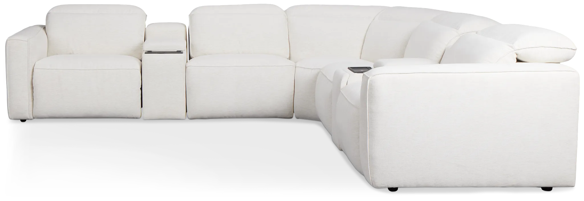 Ryland White Fabric Large Dual Power Reclining Two-arm Sectional