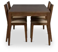 Pacific Mid Tone Rectangular Table & 4 Upholstered Chairs