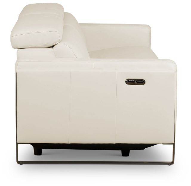 Atlas White Lthr/vinyl Power Reclining Sofa