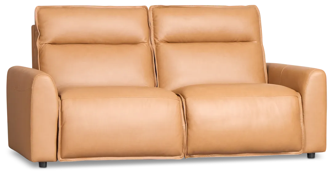 Edison Medium Brown Leather/Vinyl 2-piece Modular Power Reclining Sofa