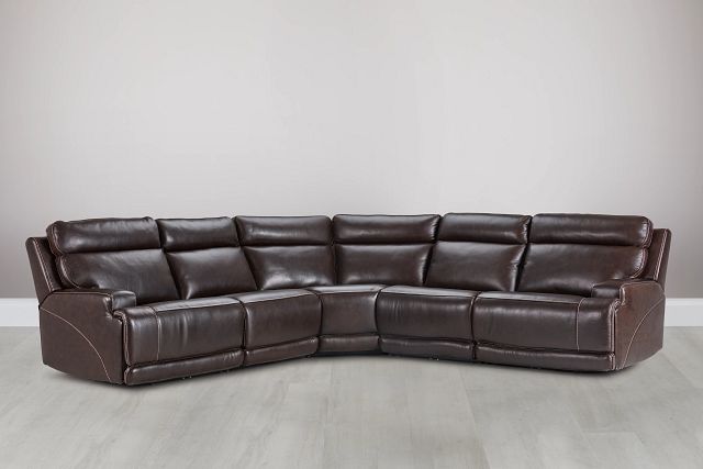 Valor Dark Brown Leather Small Two-arm Power Reclining Sectional (0)